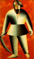 Kazimir Malevich - Reaper on Red Background